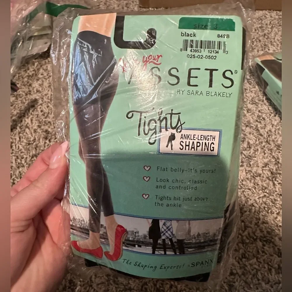 Love Your Assets Sara Blakely Spanx Ankle Length Shaping Tights Size 3 Black New